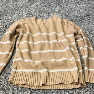 Tan and white sweater, size M